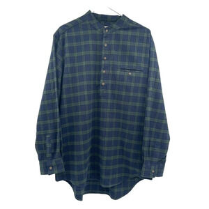 Lee Valley Men's size Large Irish Cotton Flannel Nightshirt Green Tarten Plaid